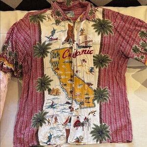 Reyn Spooner Red and White California Print Shirt